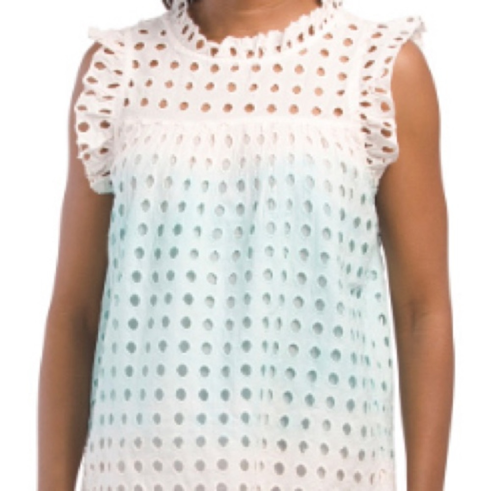 NWT JENNIFER AND GRACE Ruffle Eyelet Blouse